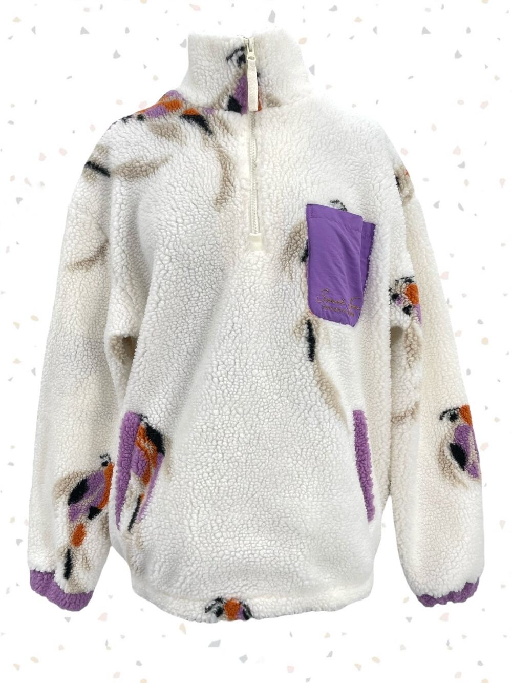Taylor Swift Koi Fleece Hoodie Sherpa Jacket Speak Now Cream Purple TV Size M